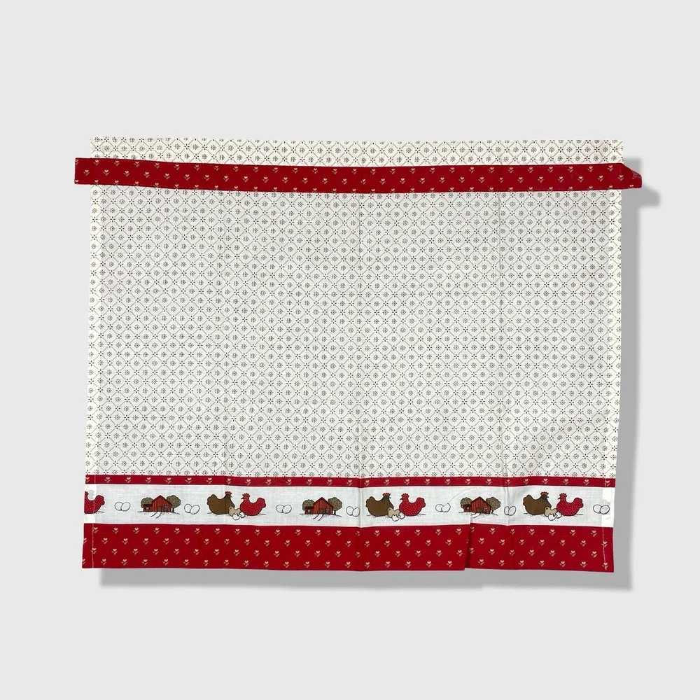 Valance Kitchen Curtains Set of 4 Red White Chicken‎ Farmhouse Country Decor